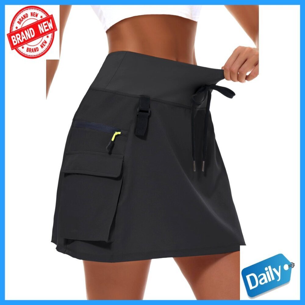 High Waisted Hiking Skort Quick Dry Zipper Pockets UPF 50+ Recycled Material
